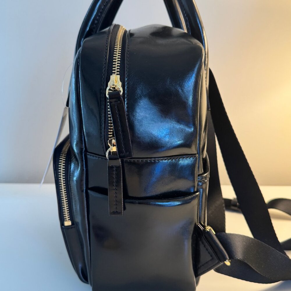 NWT Frances Valentine Small Casey Backpack GLazed Leather Black RARE - Picture 10 of 11